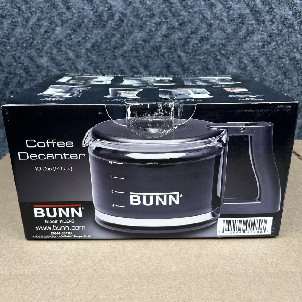 BUNN 10 Cup 50 oz Coffee Decanter Replacement Carafe with Lid Model NCD-B Black